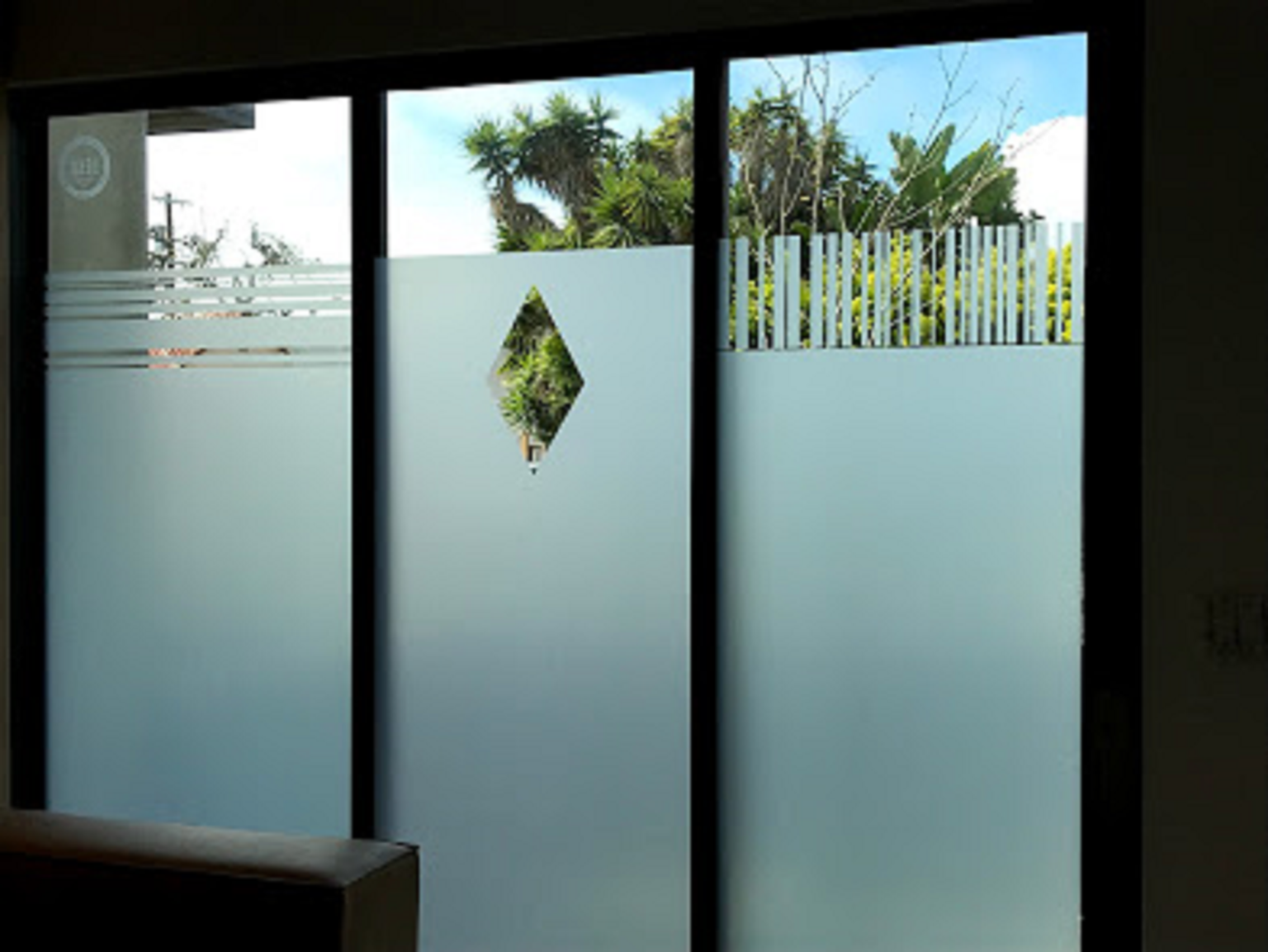 Privacy film on glass