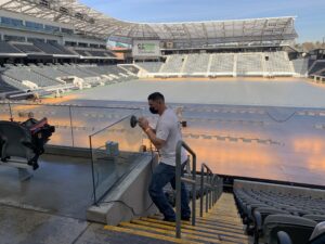 CC Surface Restoration removing scratches on glass at Banc of CA Stadium